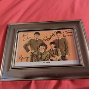 Framed Beatles Autographed Photo Reprint